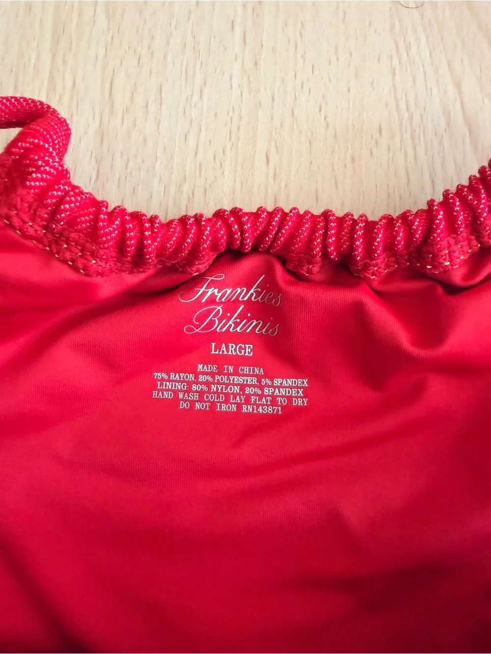Frankie's Bikinis Red Denim Bikini Set